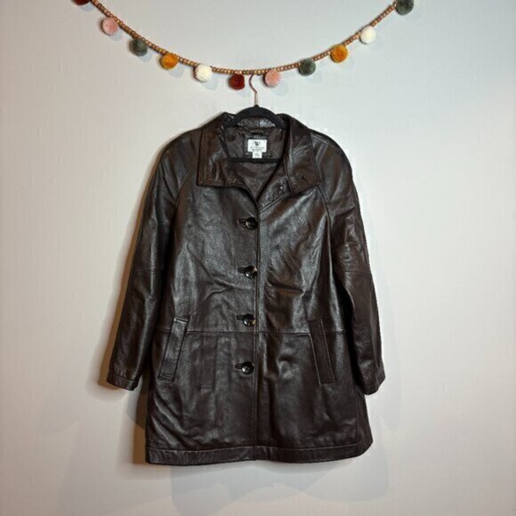 Vintage Jackets & Blazers - Vintage deep chocolate brown Genuine Lambskin leather jacket